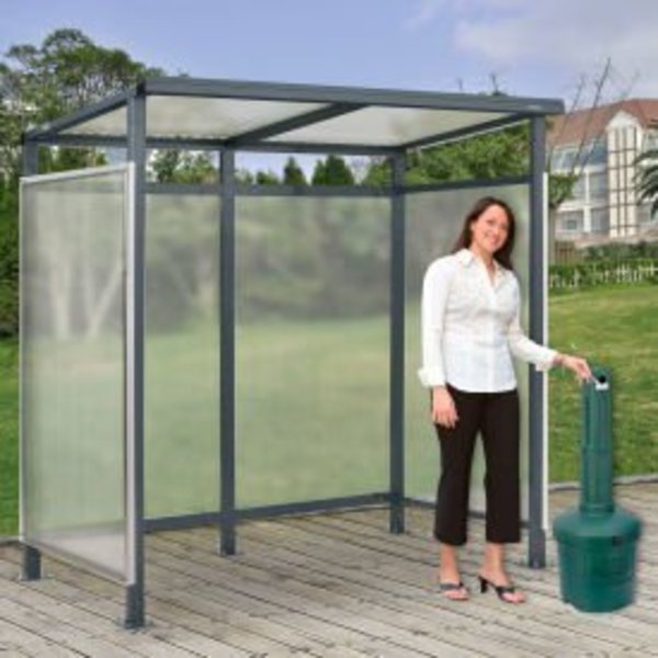 Global Equipment Bus Smoking Shelter Flat Roof 3-Side Green 5 Gal. Ashtray 6'5" x3'8" x7' 493404GNP